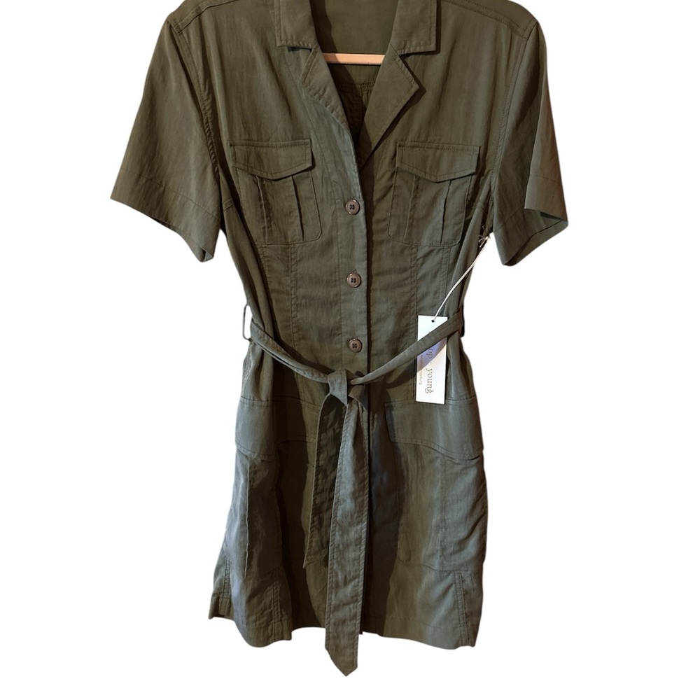 bishop + young Khaki Button-Up Dress with Belt